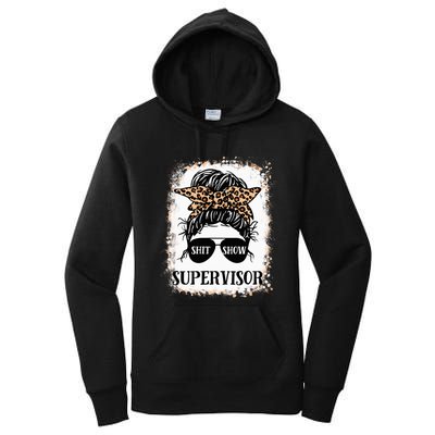 Shit Show Supervisor Casual Messy Bun Bleached Women's Pullover Hoodie