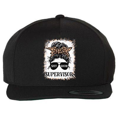 Shit Show Supervisor Casual Messy Bun Bleached Wool Snapback Cap