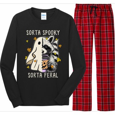 Sorta Spooky Sorta Feral Raccoon Halloween Feral Long Sleeve Pajama Set