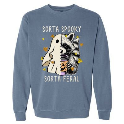 Sorta Spooky Sorta Feral Raccoon Halloween Feral Garment-Dyed Sweatshirt