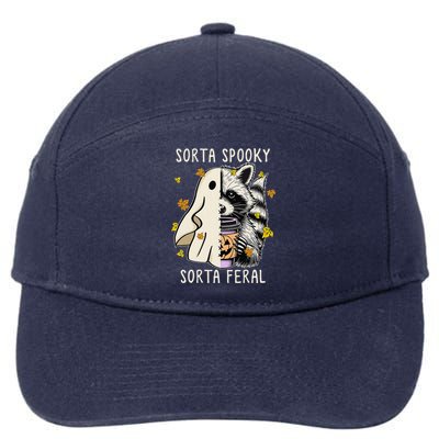 Sorta Spooky Sorta Feral Raccoon Halloween Feral 7-Panel Snapback Hat