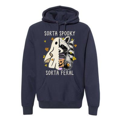 Sorta Spooky Sorta Feral Raccoon Halloween Feral Premium Hoodie