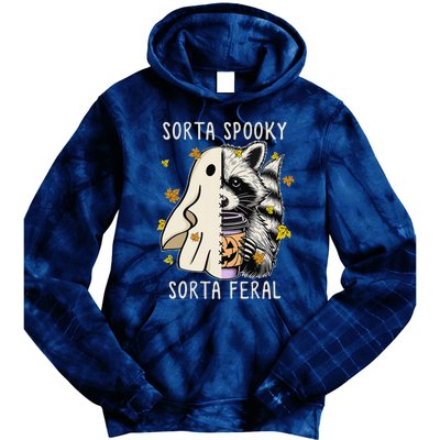 Sorta Spooky Sorta Feral Raccoon Halloween Feral Tie Dye Hoodie