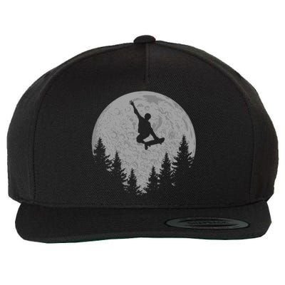 Skater Skateboard Stunt Moon Skater Gift Funny Gift Wool Snapback Cap