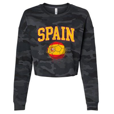 Spain Spanish Soccer Football Tournament Game Cropped Pullover Crew