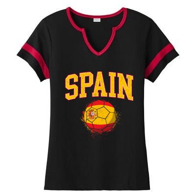 Spain Spanish Soccer Football Tournament Game Ladies Halftime Notch Neck Tee