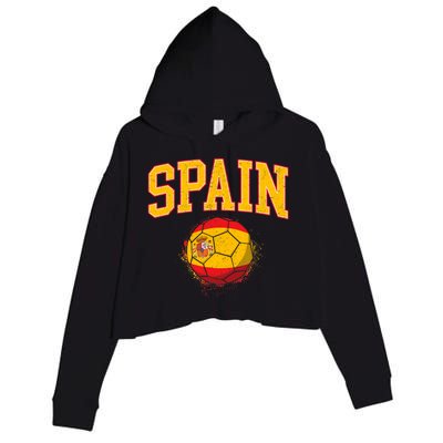 Spain Spanish Soccer Football Tournament Game Crop Fleece Hoodie