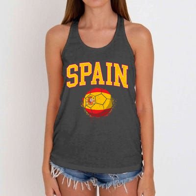 Spain Spanish Soccer Football Tournament Game Women's Knotted Racerback Tank