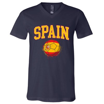 Spain Spanish Soccer Football Tournament Game V-Neck T-Shirt