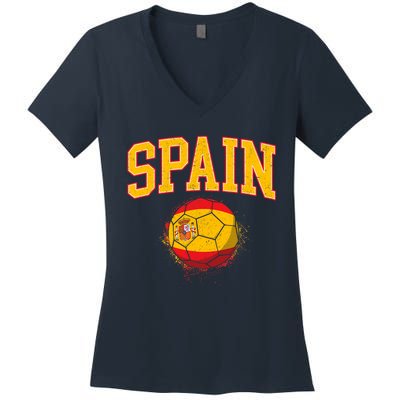 Spain Spanish Soccer Football Tournament Game Women's V-Neck T-Shirt