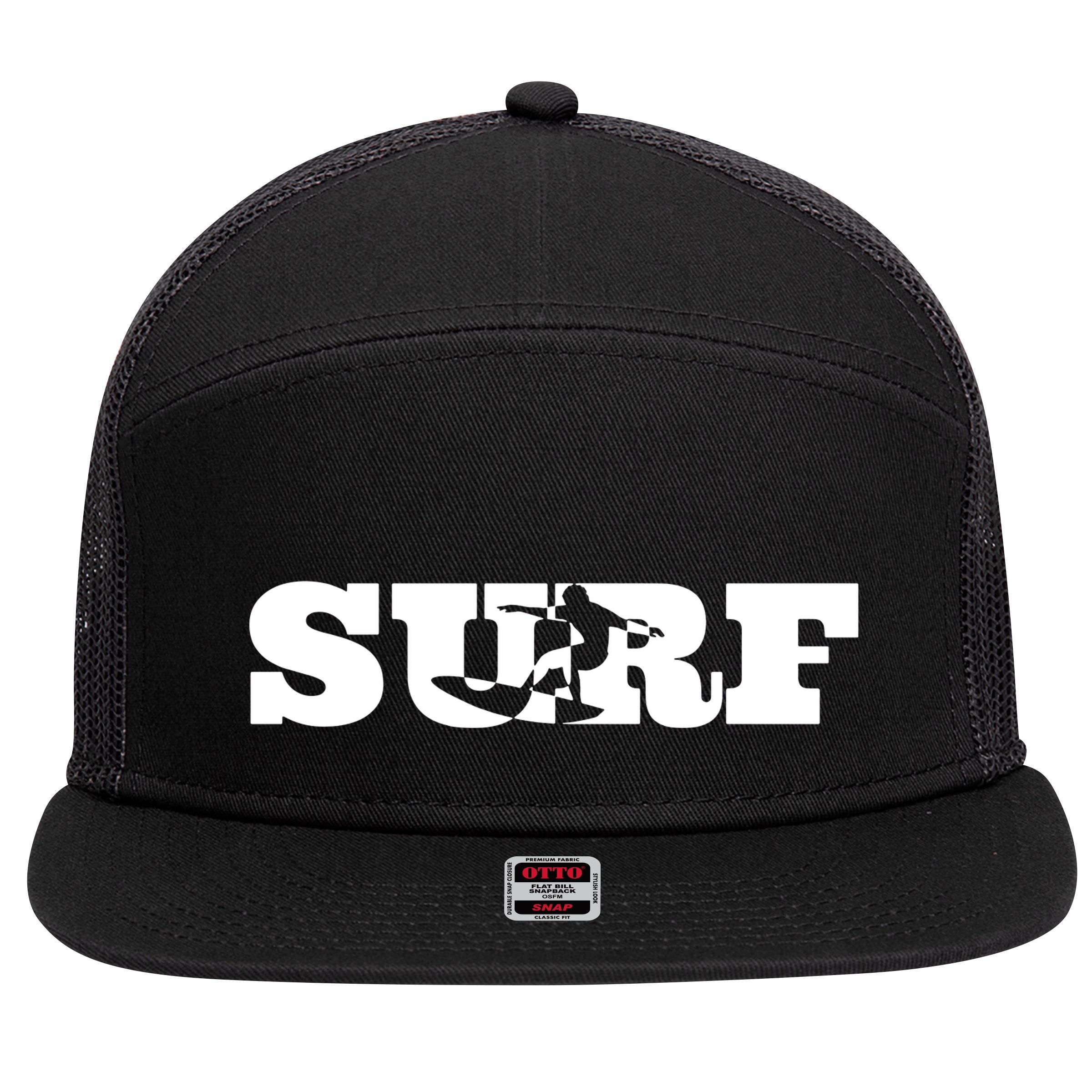 Surf Surfing Surfboard Beach Summer 7 Panel Mesh Trucker Snapback Hat