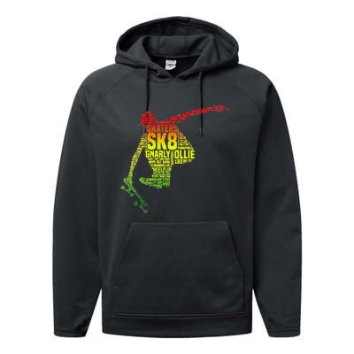 Skateboard Skater Slang Retro Skaterboarding Performance Fleece Hoodie