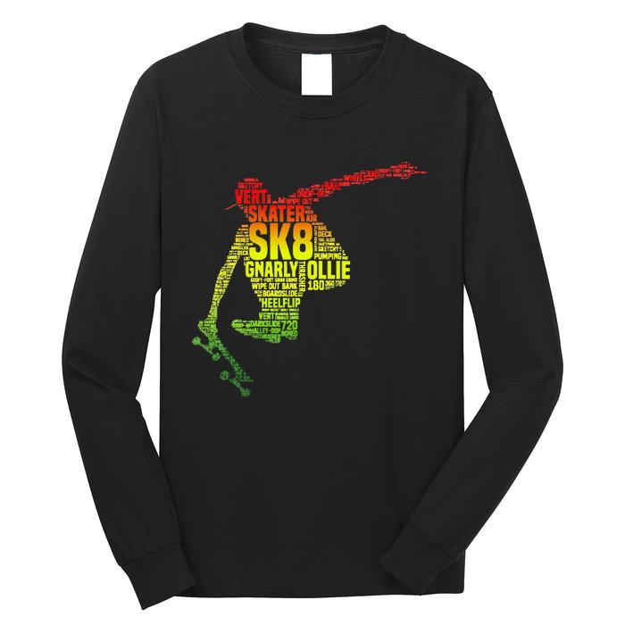 Skateboard Skater Slang Retro Skaterboarding Long Sleeve Shirt