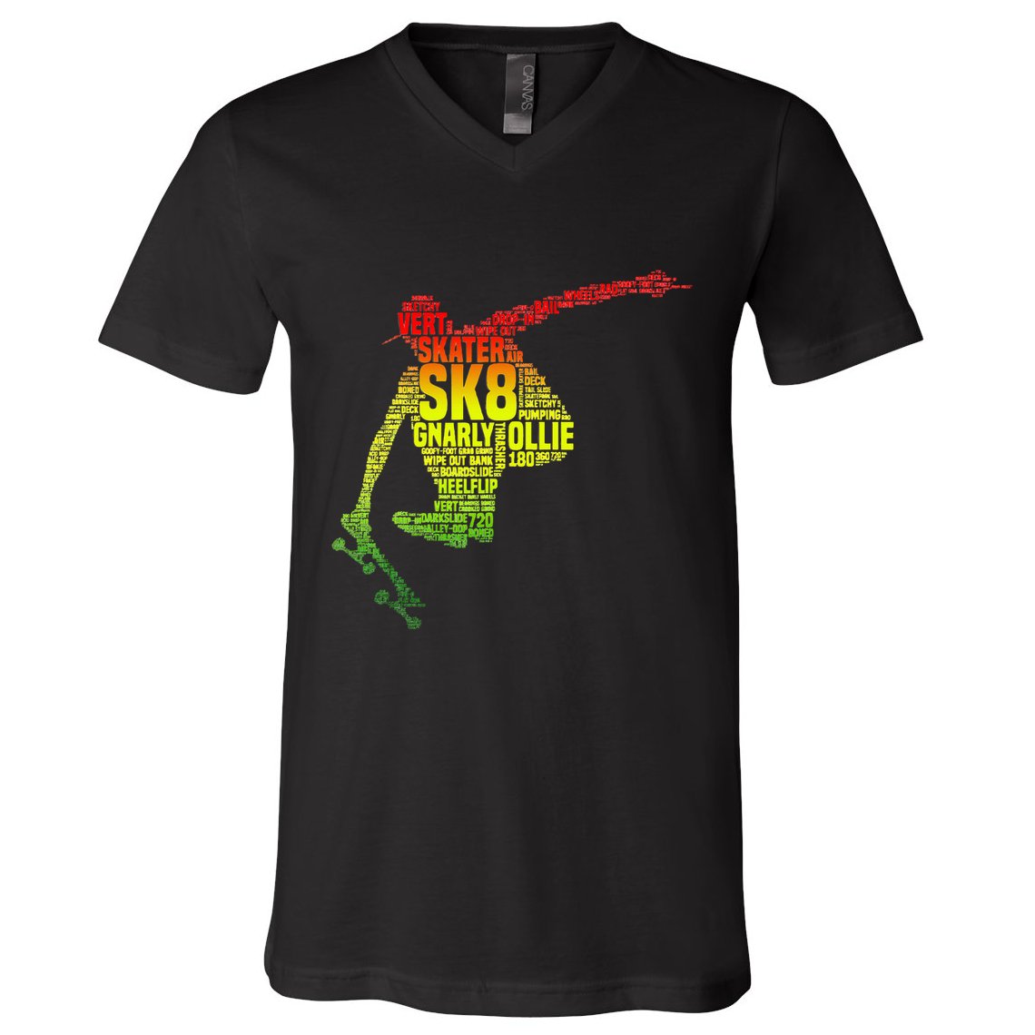Skateboard Skater Slang Retro Skaterboarding V-Neck T-Shirt