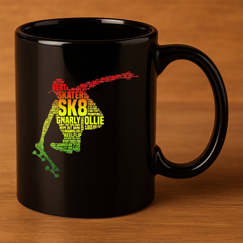Skateboard Skater Slang Retro Skaterboarding 11oz C Handle Ceramic Mug