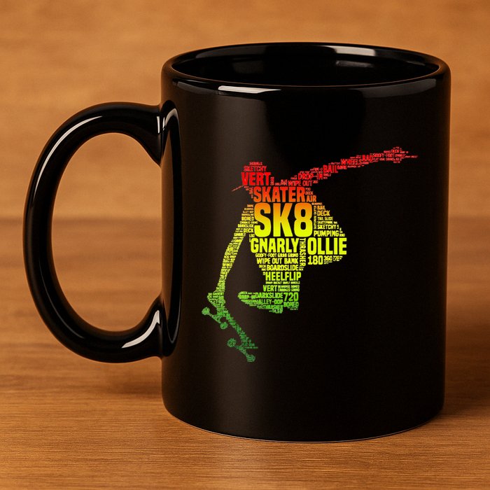 Skateboard Skater Slang Retro Skaterboarding 11oz C Handle Ceramic Mug