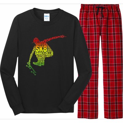 Skateboard Skater Slang Retro Skaterboarding Long Sleeve Pajama Set