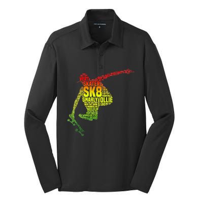 Skateboard Skater Slang Retro Skaterboarding Silk Touch Performance Long Sleeve Polo