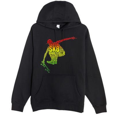 Skateboard Skater Slang Retro Skaterboarding Premium Pullover Hoodie