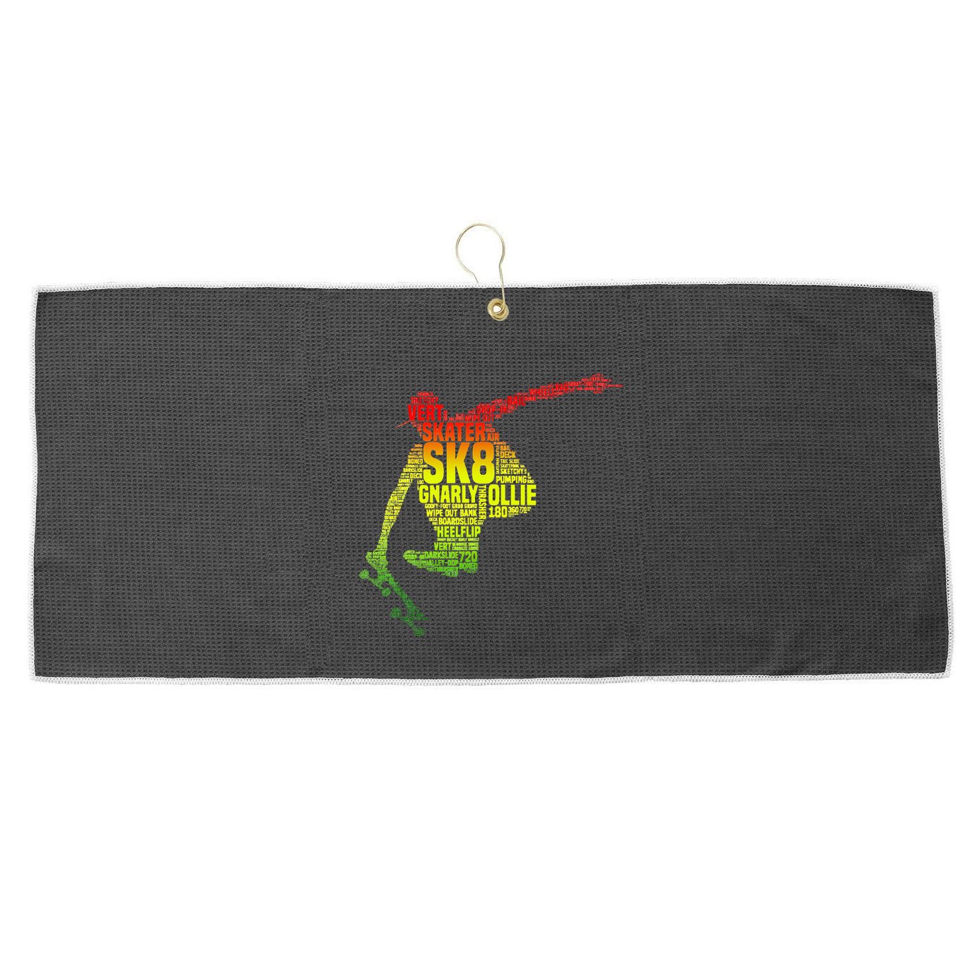 Skateboard Skater Slang Retro Skaterboarding Large Microfiber Waffle Golf Towel