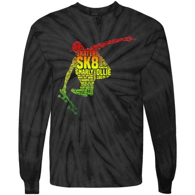 Skateboard Skater Slang Retro Skaterboarding Tie-Dye Long Sleeve Shirt