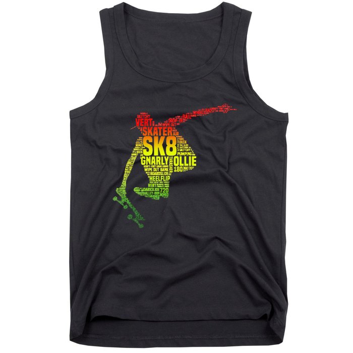 Skateboard Skater Slang Retro Skaterboarding Tank Top