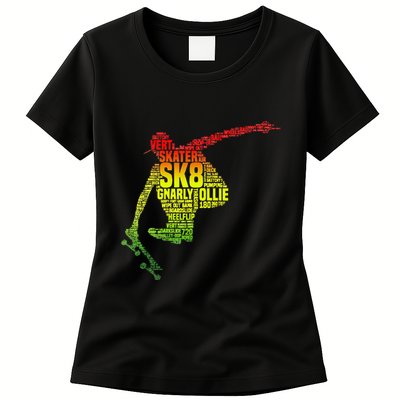 Skateboard Skater Slang Retro Skaterboarding Womens T-Shirt