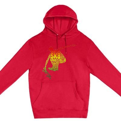 Skateboard Skater Slang Retro Skaterboarding Premium Pullover Hoodie