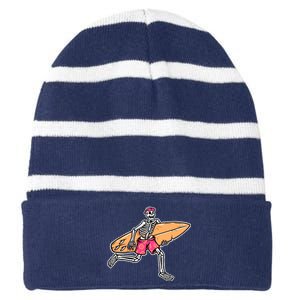 Skull Surfer Striped Beanie with Solid Band