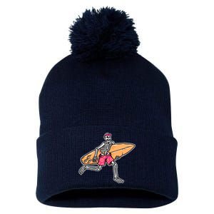 Skull Surfer Pom Pom 12in Knit Beanie