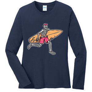 Skull Surfer Ladies Long Sleeve Shirt