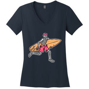 Skull Surfer Women's V-Neck T-Shirt