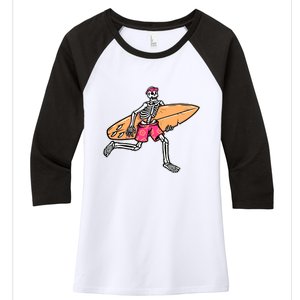 Skull Surfer Women's Tri-Blend 3/4-Sleeve Raglan Shirt