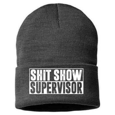 Shit Show Supervisor Funny Gift Sustainable Knit Beanie