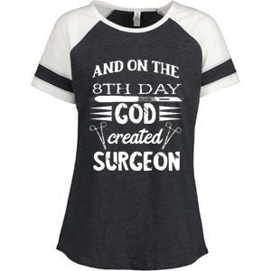 Surgical Scalpel Surgery On The 8th Day God Created Surgeon Meaningful Gift Enza Ladies Jersey Colorblock Tee