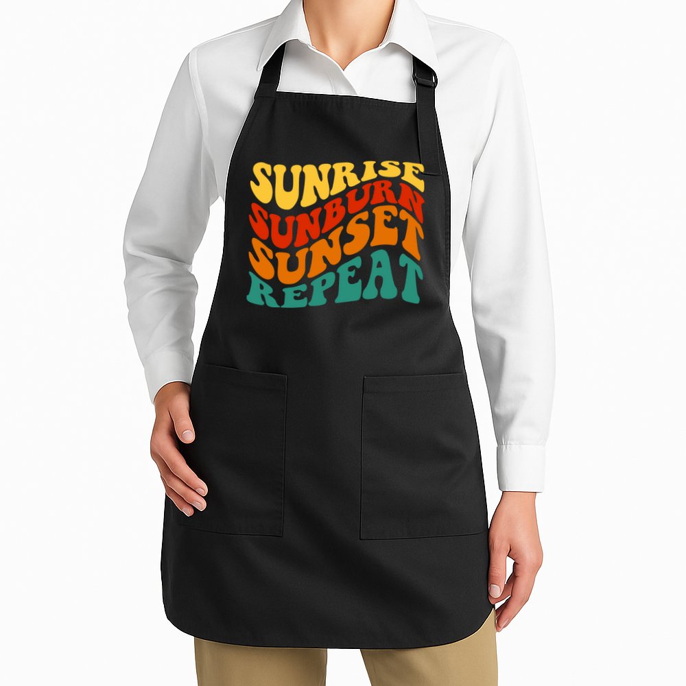 Sunrise Sunburn Sunset Repeat Retro Summer Apron