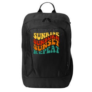 Sunrise Sunburn Sunset Repeat Retro Summer City Backpack