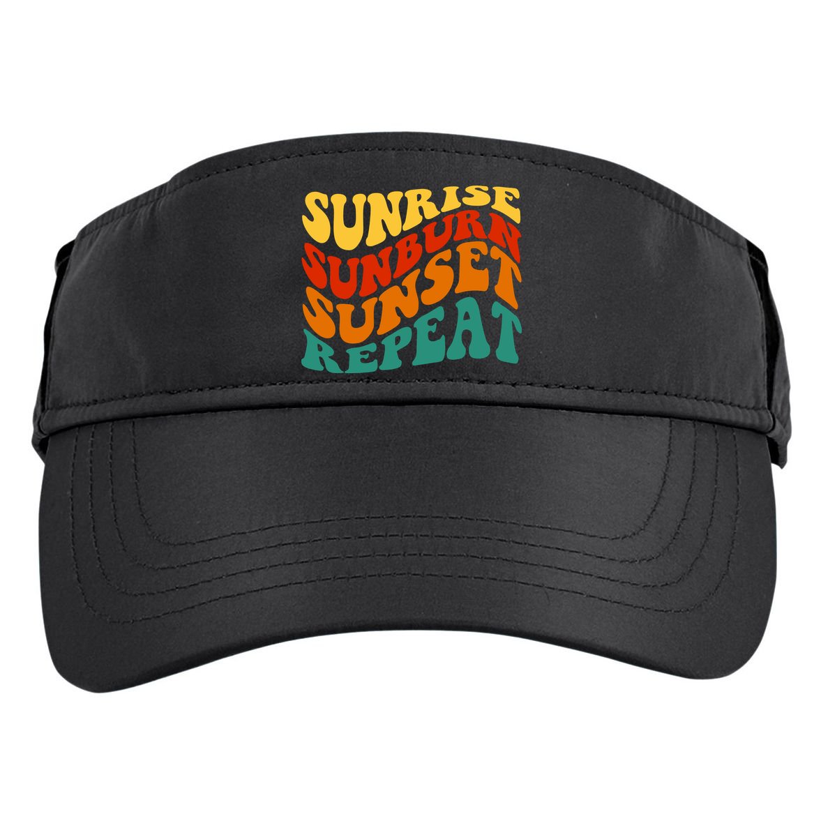 Sunrise Sunburn Sunset Repeat Retro Summer Adult Drive Performance Visor