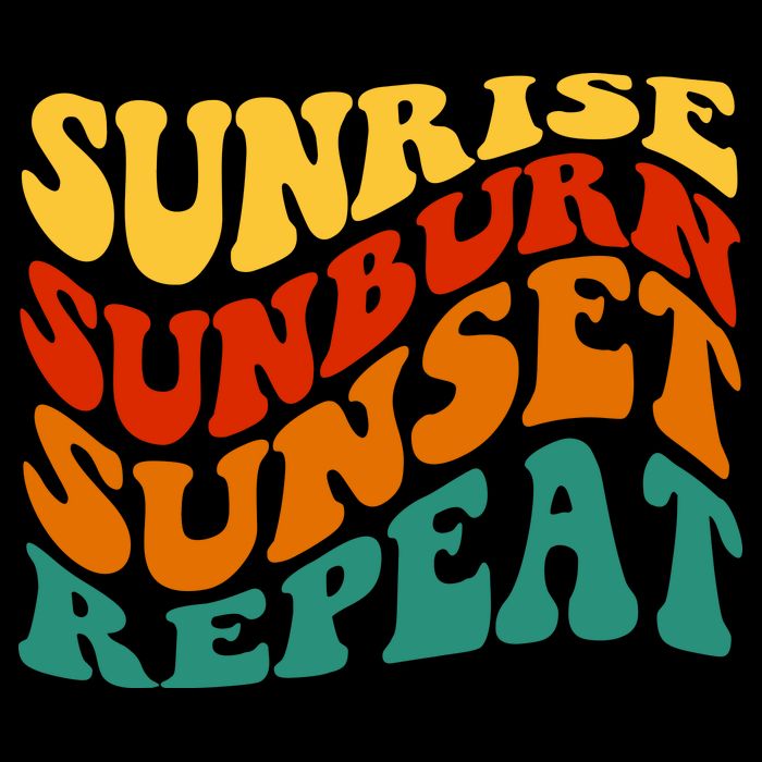 Sunrise Sunburn Sunset Repeat Retro Summer Bucket Hat