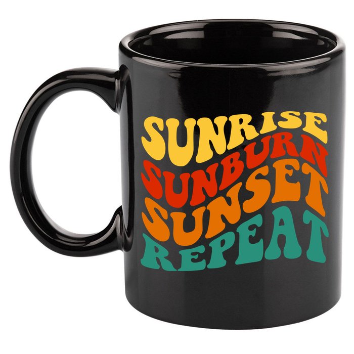 Sunrise Sunburn Sunset Repeat Retro Summer 11oz C Handle Ceramic Mug