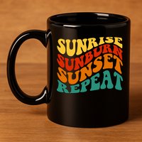 Sunrise Sunburn Sunset Repeat Retro Summer 11oz C Handle Ceramic Mug