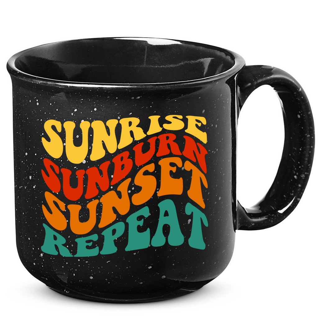 Sunrise Sunburn Sunset Repeat Retro Summer 15oz Campfire Ceramic Mug