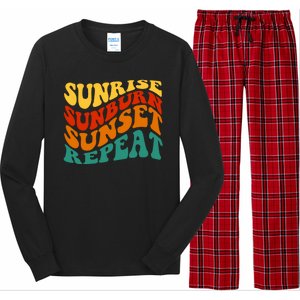 Sunrise Sunburn Sunset Repeat Retro Summer Long Sleeve Pajama Set