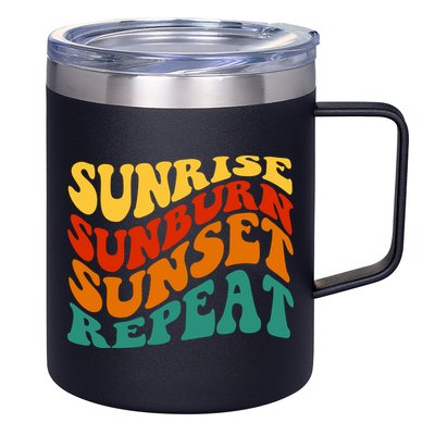 Sunrise Sunburn Sunset Repeat Retro Summer 12oz Stainless Steel Coffee Mug