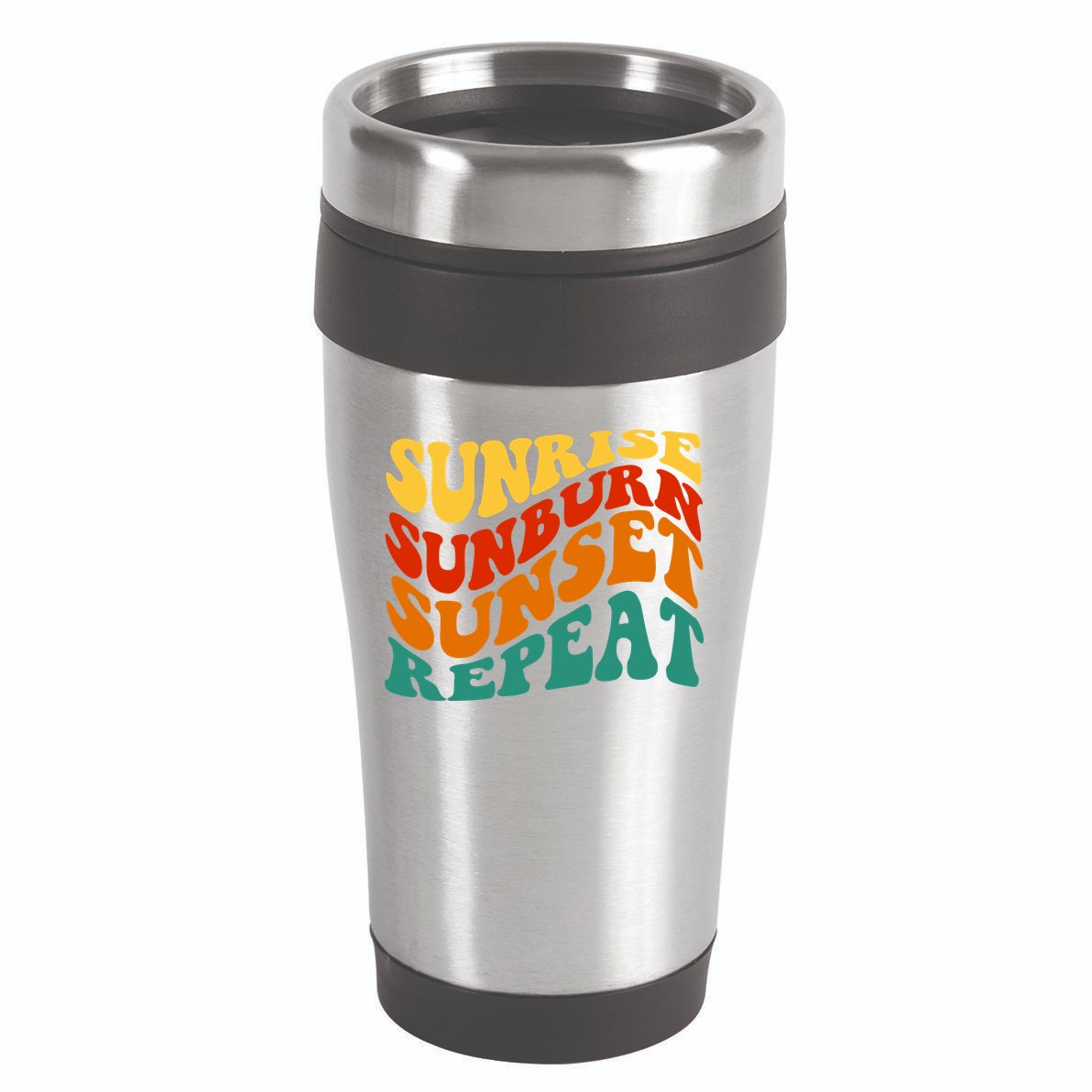 Sunrise Sunburn Sunset Repeat Retro Summer 16oz Travel Tumbler