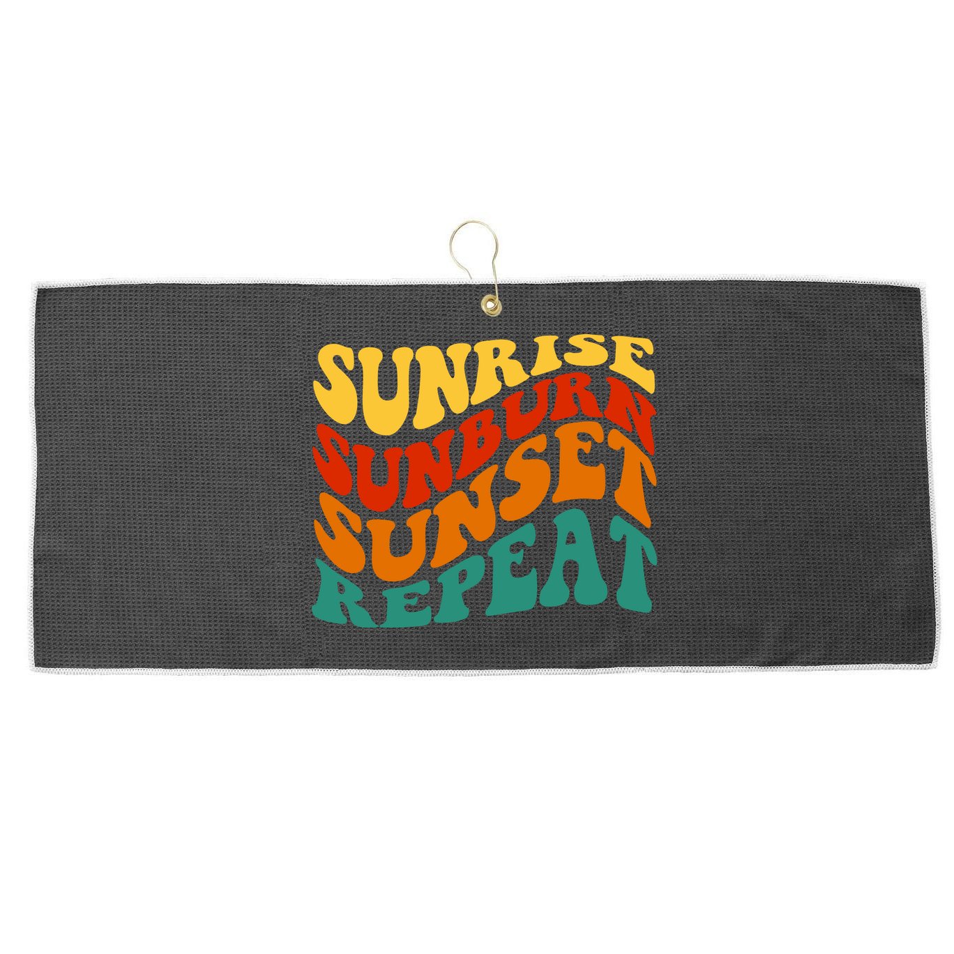 Sunrise Sunburn Sunset Repeat Retro Summer Large Microfiber Waffle Golf Towel