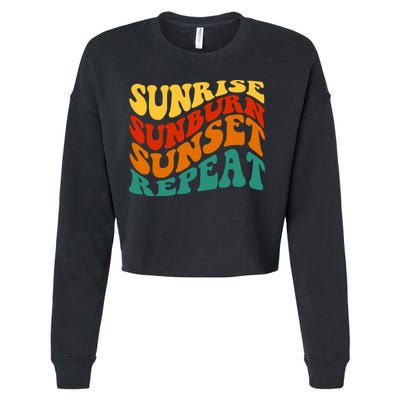 Sunrise Sunburn Sunset Repeat Retro Summer Cropped Pullover Crew