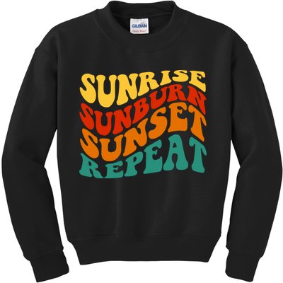 Sunrise Sunburn Sunset Repeat Retro Summer Kids Sweatshirt