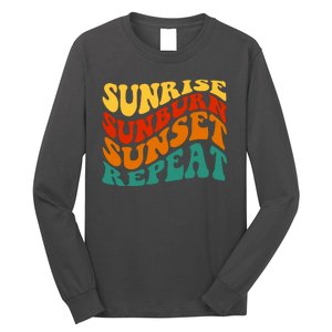 Sunrise Sunburn Sunset Repeat Retro Summer Long Sleeve Shirt