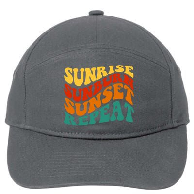 Sunrise Sunburn Sunset Repeat Retro Summer 7-Panel Snapback Hat